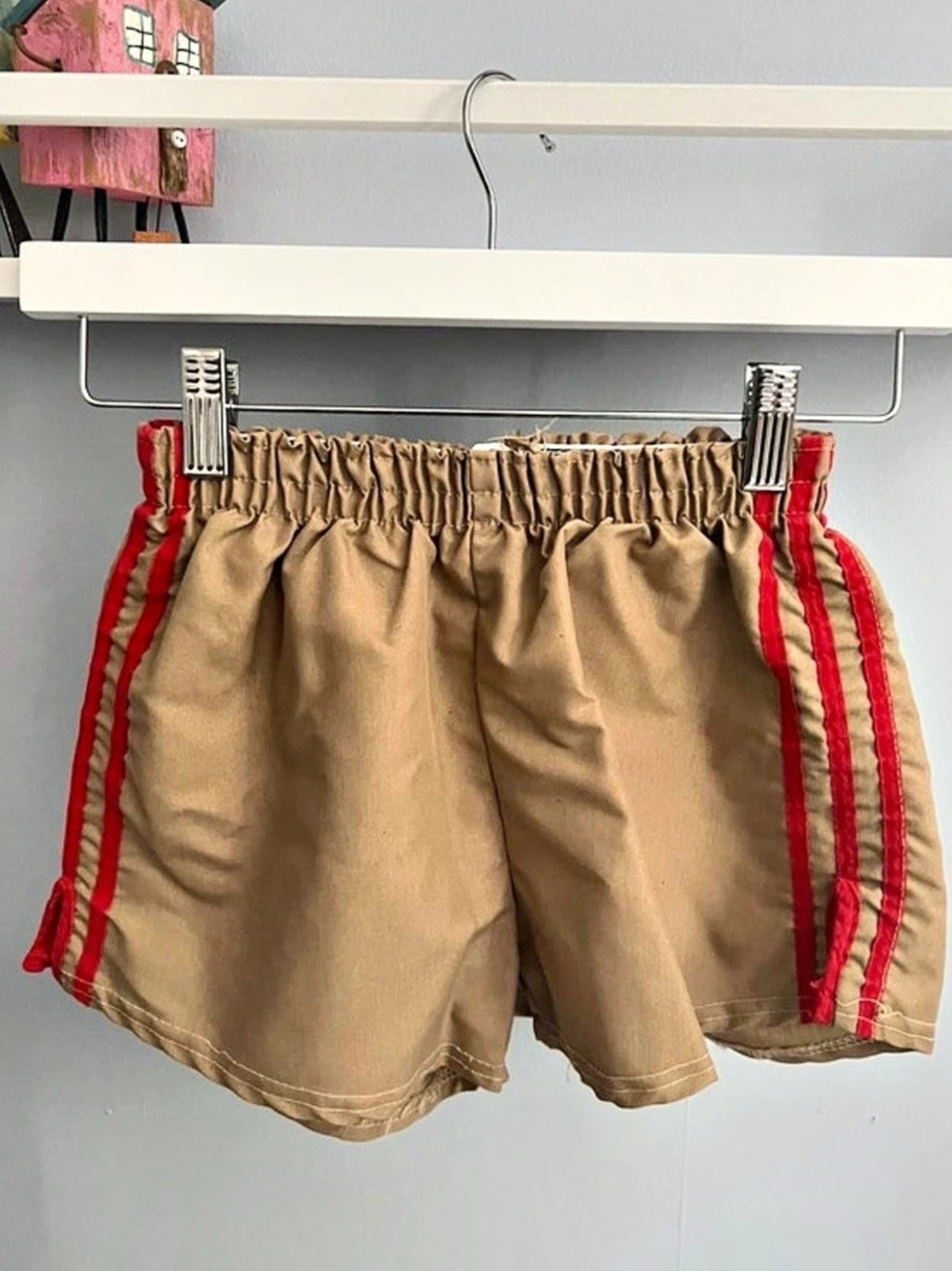 Set of 3 kids Vintage Striped Athletic Shorts in Brown & Blue